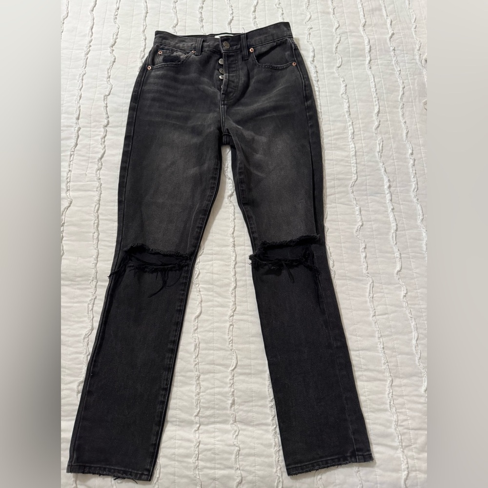 Pistola Black Ripped Knee Straight Jeans